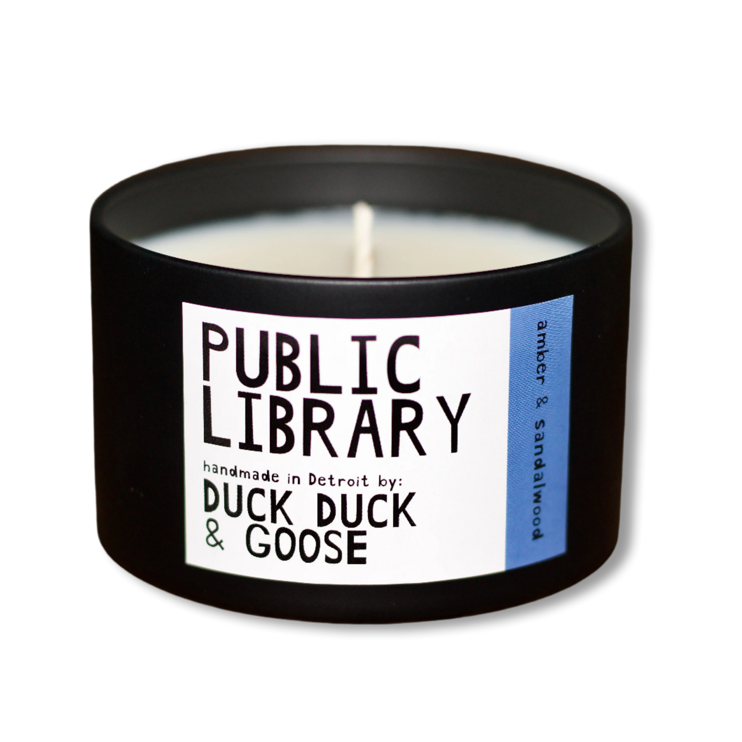 Amber & Sandalwood Scented Soy Candle: Public Library
