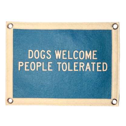 Dogs Welcome People Tolerated Pennant Flag