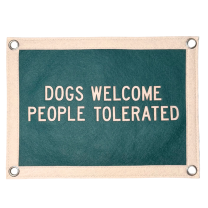 Dogs Welcome People Tolerated Pennant Flag