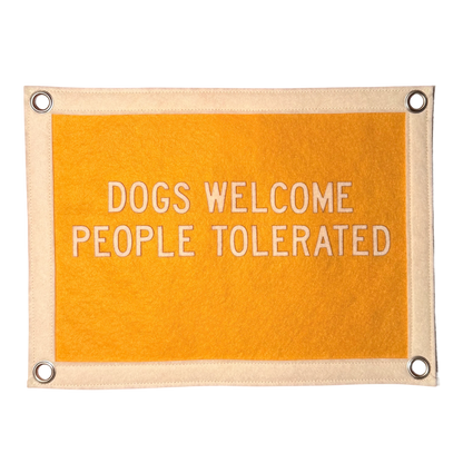 Dogs Welcome People Tolerated Pennant Flag