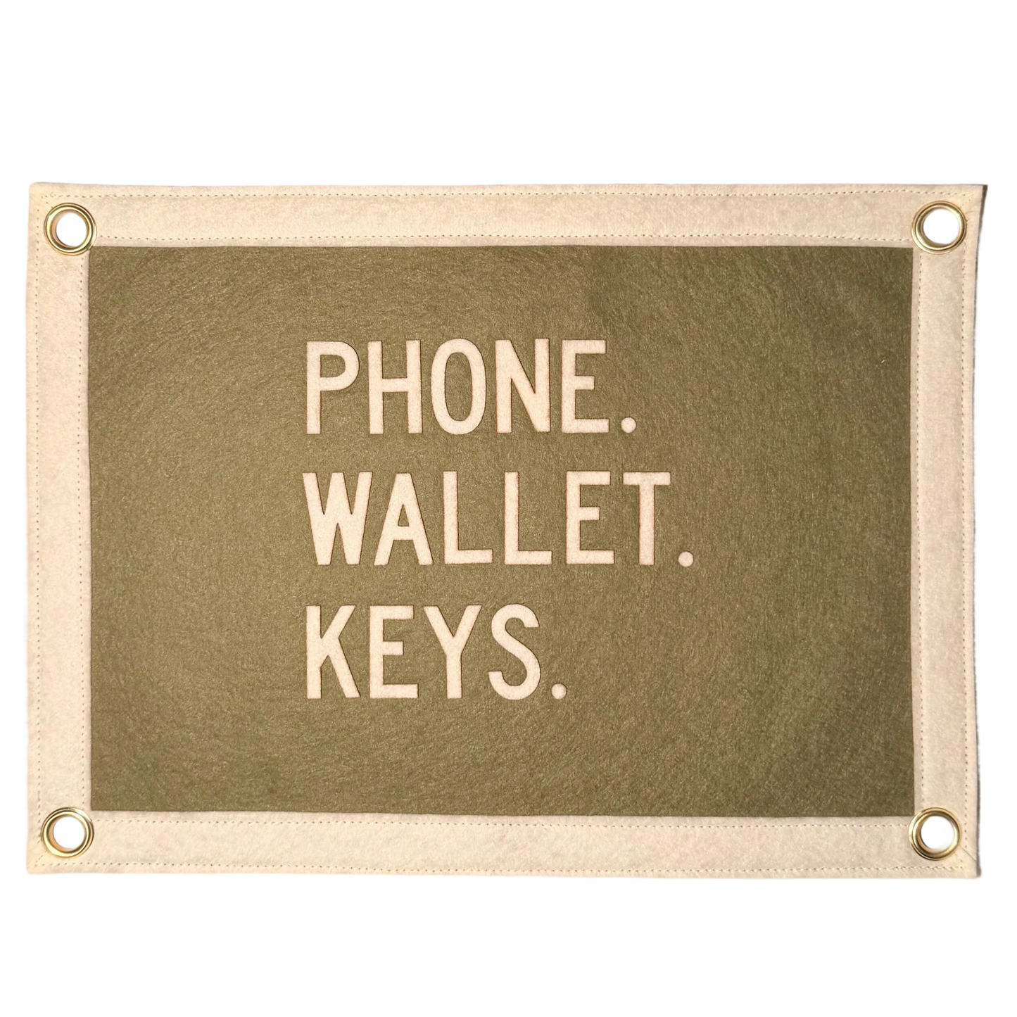 Phone. Wallet. Keys. Pennant Flag