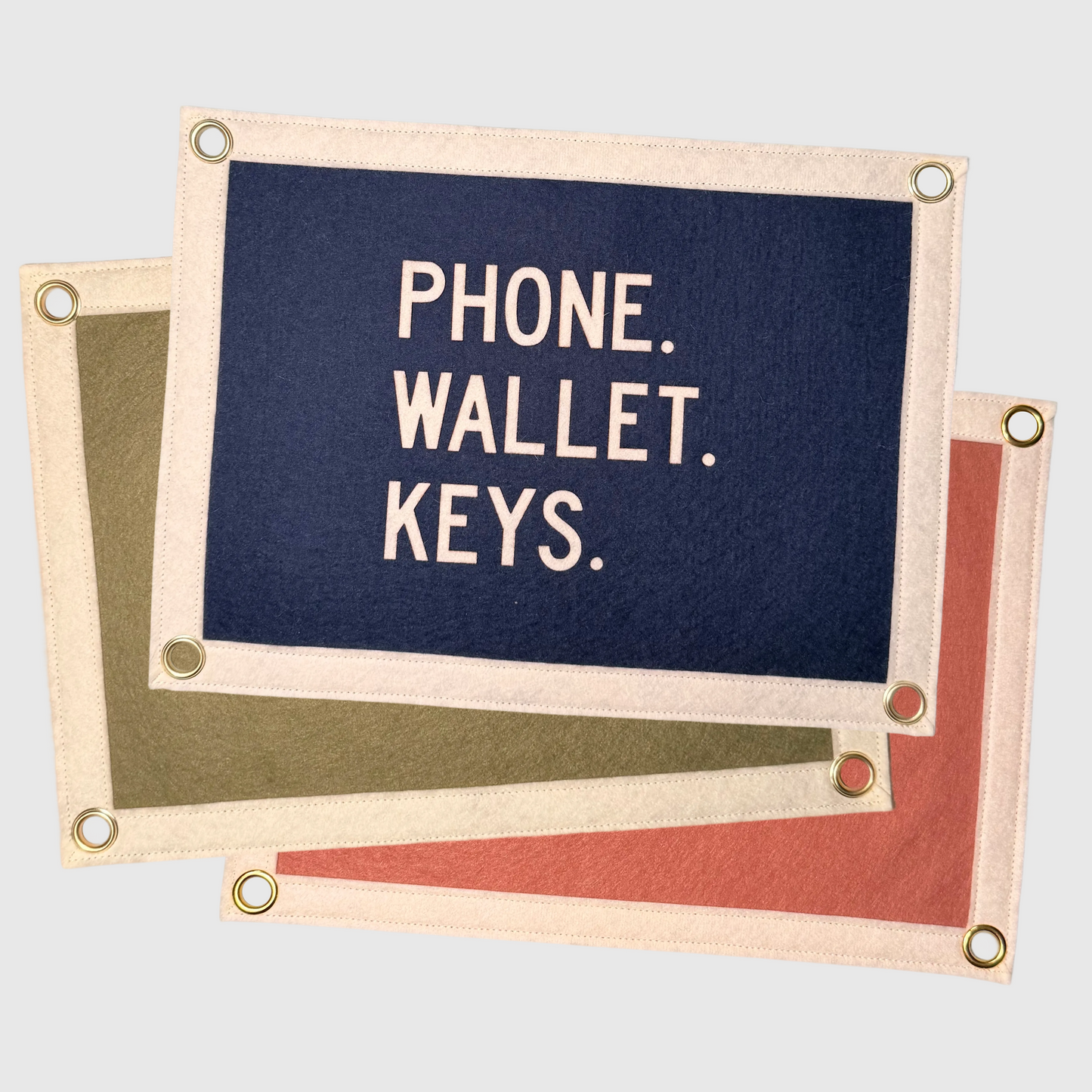 Phone. Wallet. Keys. Pennant Flag